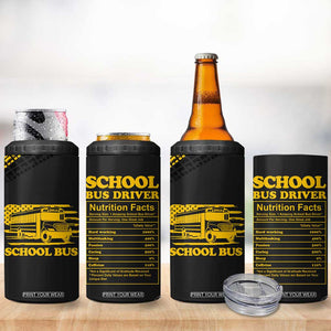 School Bus Driver Appreciation 4 in 1 Can Cooler Tumbler Funny Nutrition Facts American USA Flag TB10 Print Your Wear