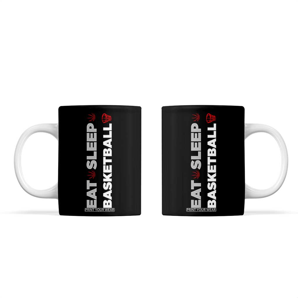 Basketball Player Coffee Mug Basketballer Coach Sports Team Gift Eat Sleep Basketball TB10 Black Print Your Wear