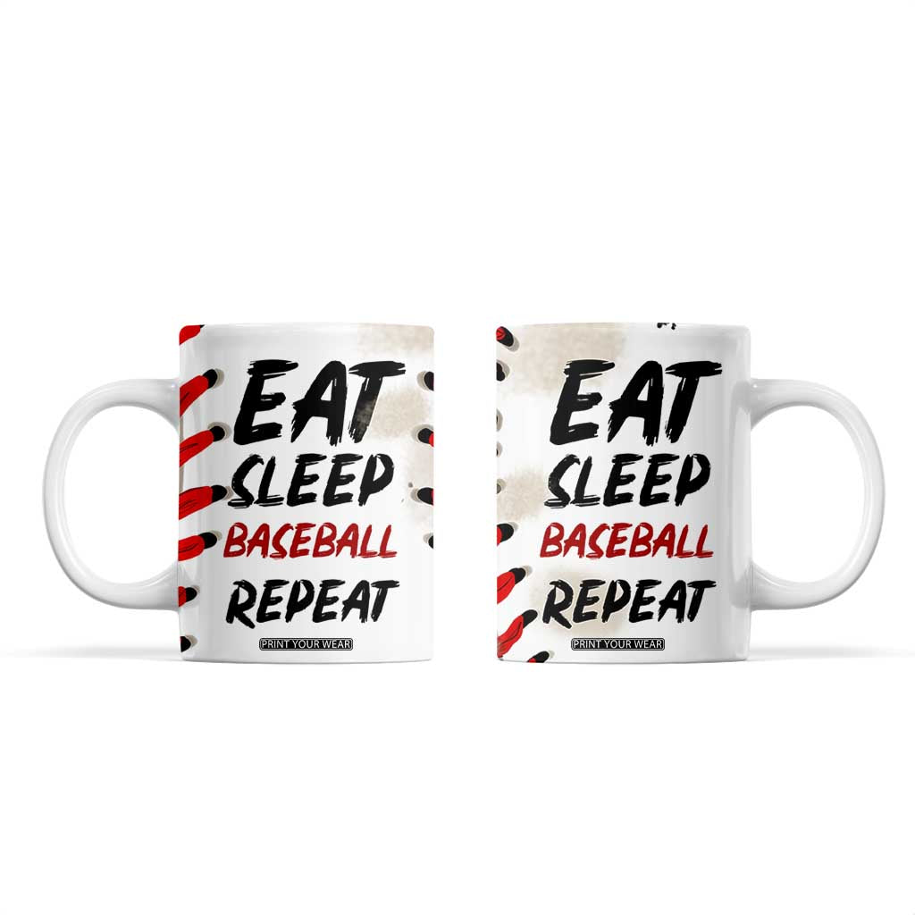 Funny Baseball Coffee Mug Eat Sleep Baseball Repeat Catcher Pitcher TB10 Beige Print Your Wear