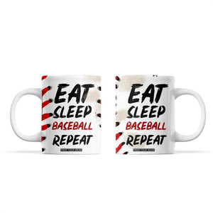 Funny Baseball Coffee Mug Eat Sleep Baseball Repeat Catcher Pitcher TB10 Beige Print Your Wear