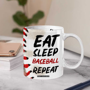 Funny Baseball Coffee Mug Eat Sleep Baseball Repeat Catcher Pitcher TB10 Print Your Wear