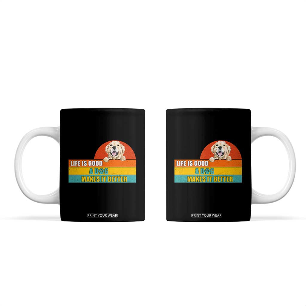 Gift For Dog Lovers Coffee Mug Cute Retro A Dog Makes It Better TB10 Black Print Your Wear