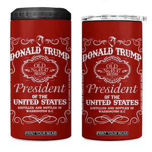 Trump 2024 4 in 1 Can Cooler Tumbler President 45 47 Whiskey Sytle Red TB10 One Size: 16 oz Red Print Your Wear