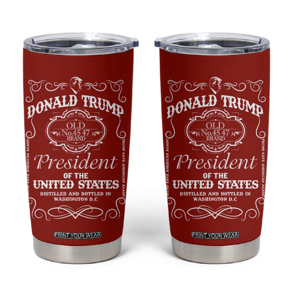 Trump 2024 Tumbler Cup President 45 47 Whiskey Sytle Red TB10 Red Print Your Wear