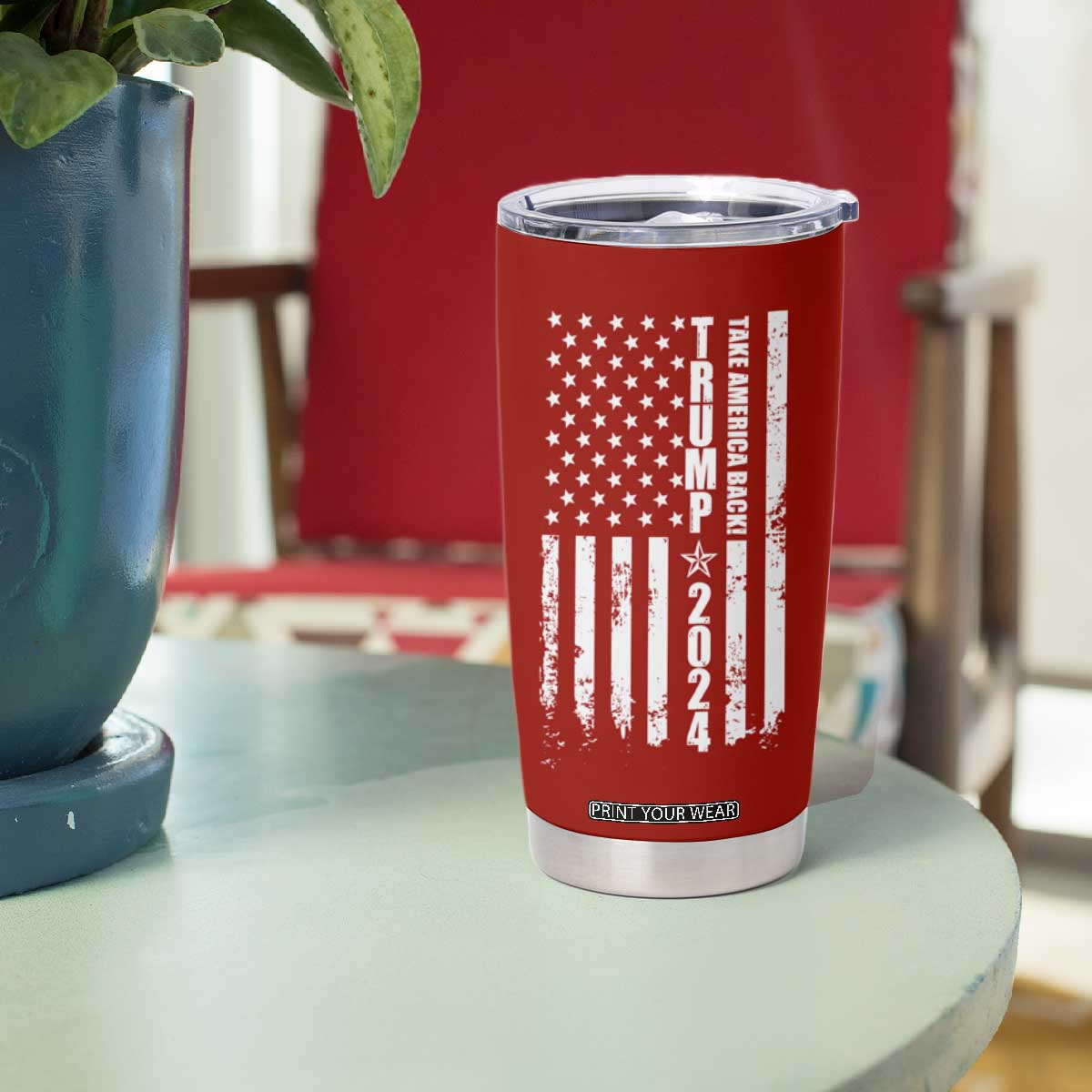 Trump 2024 Tumbler Cup President 45 47 American Flag Red TB10 Print Your Wear