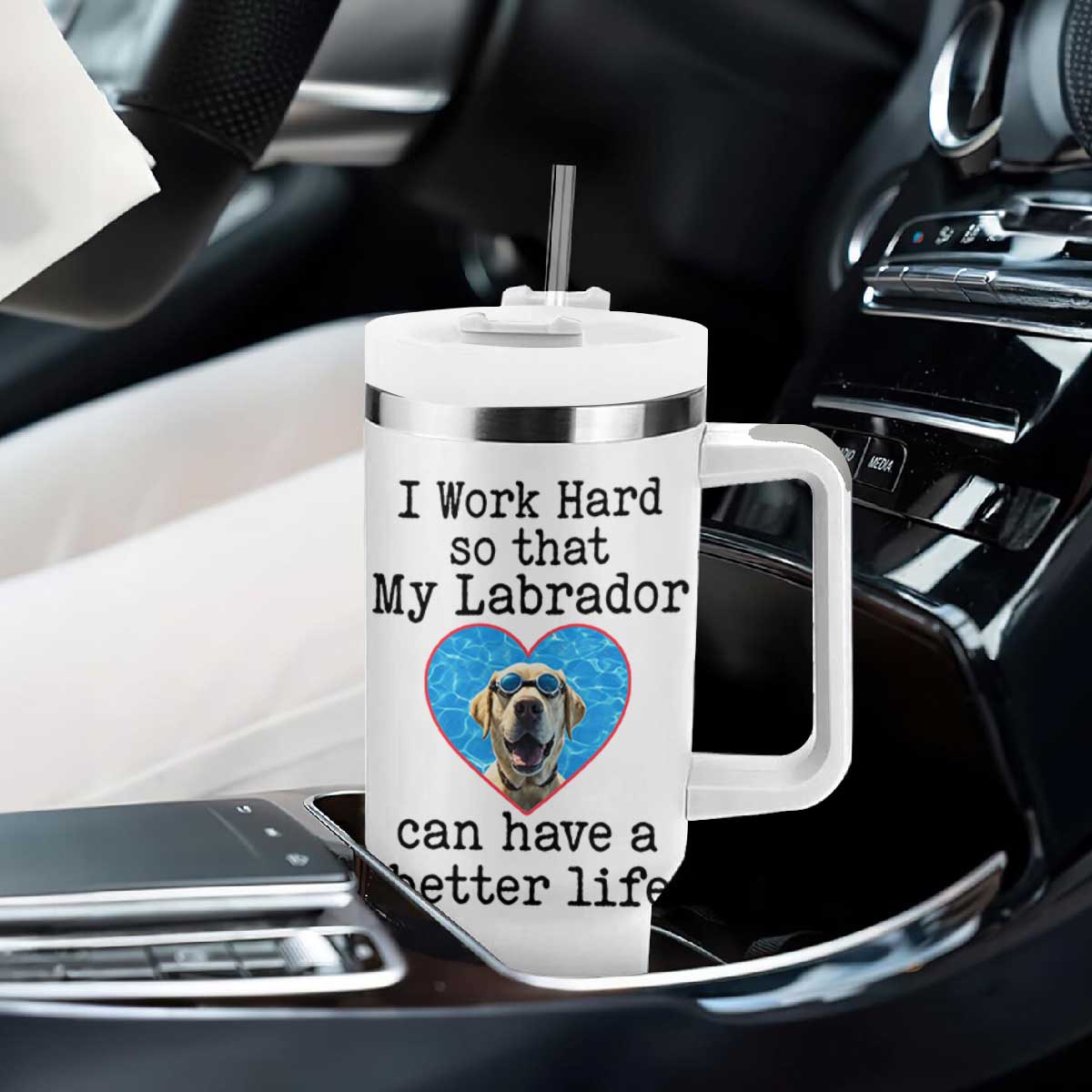 Dog Mom Gifts Tumbler With Handle Work Hard For My Labrador Dog TB10 Print Your Wear