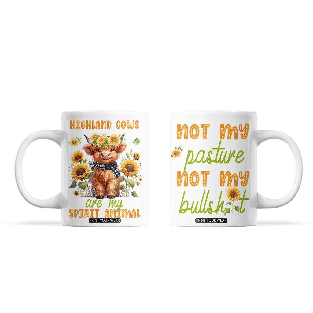 Highland Cow Gifts For Women Coffee Mug Funny Cow Gift For Cow Lovers Sunflower TB10 White Print Your Wear