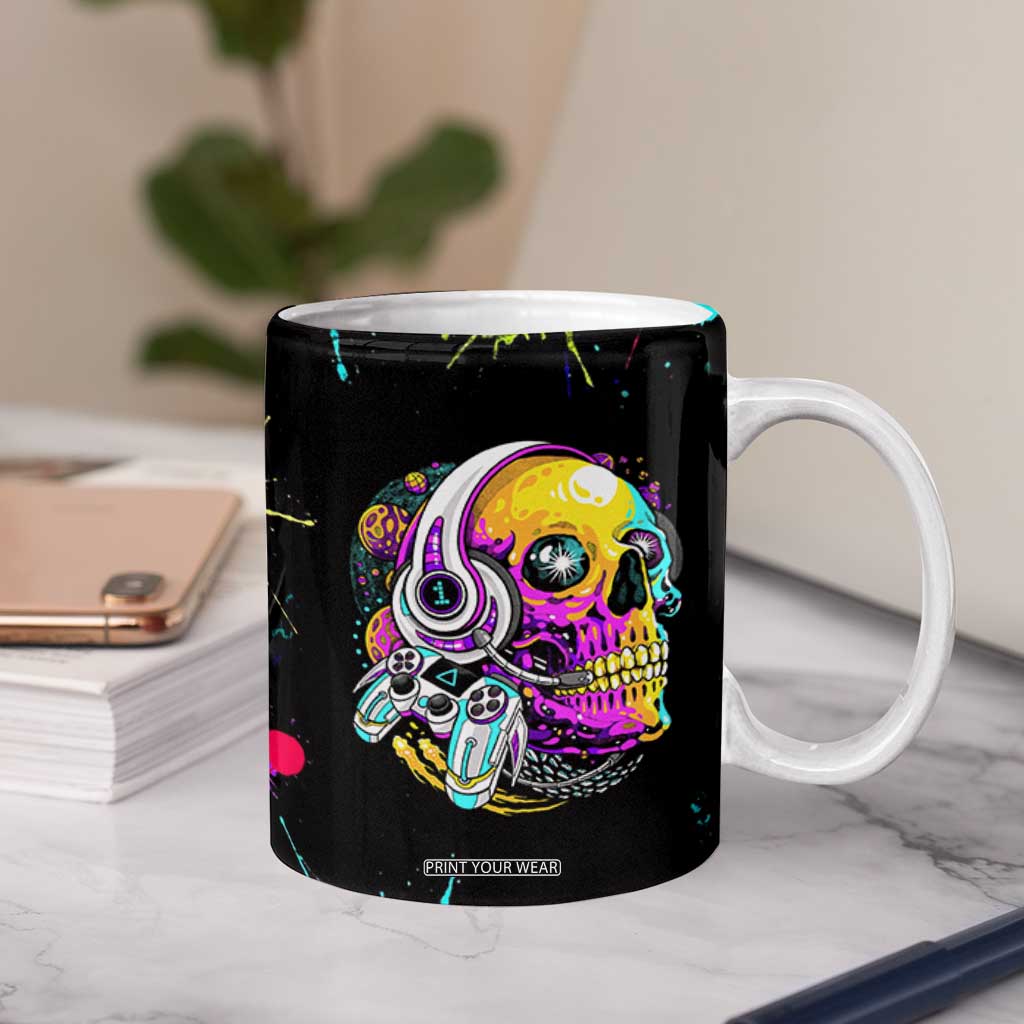 Gaming Gifts Coffee Mug Gamer Video Game Controller Colorful Graffiti Skeleton TB10 Print Your Wear