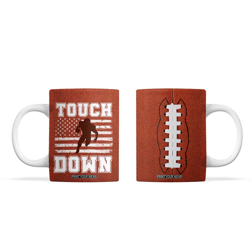 Football Lovers Coffee Mug Touchdown Season American Flag TB10 Brown Print Your Wear
