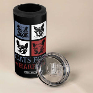 Cats For Harris 2024 President 4 in 1 Can Cooler Tumbler Kamala Presidential Election TB10 Print Your Wear