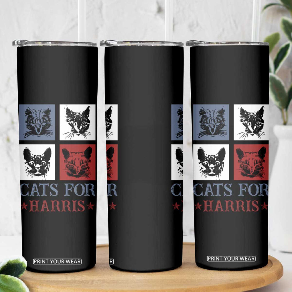 Cats For Harris 2024 President Skinny Tumbler Kamala Presidential Election TB10 Print Your Wear