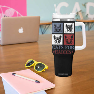 Cats For Harris 2024 President Tumbler With Handle Kamala Presidential Election TB10 Print Your Wear