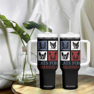 Cats For Harris 2024 President Tumbler With Handle Kamala Presidential Election TB10 Print Your Wear