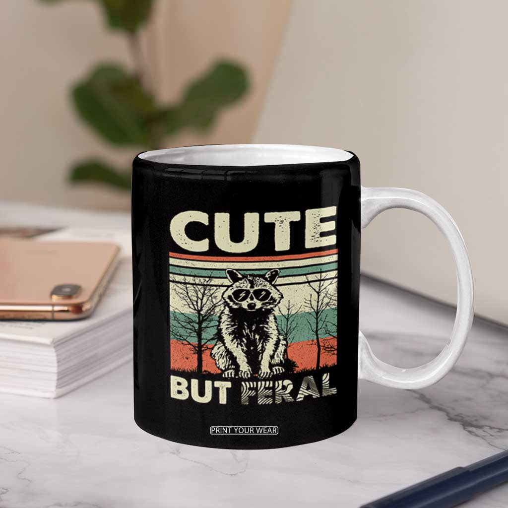 Funny Racoon Coffee Mug Retro Trash Panda Cute But Feral TB10 Print Your Wear