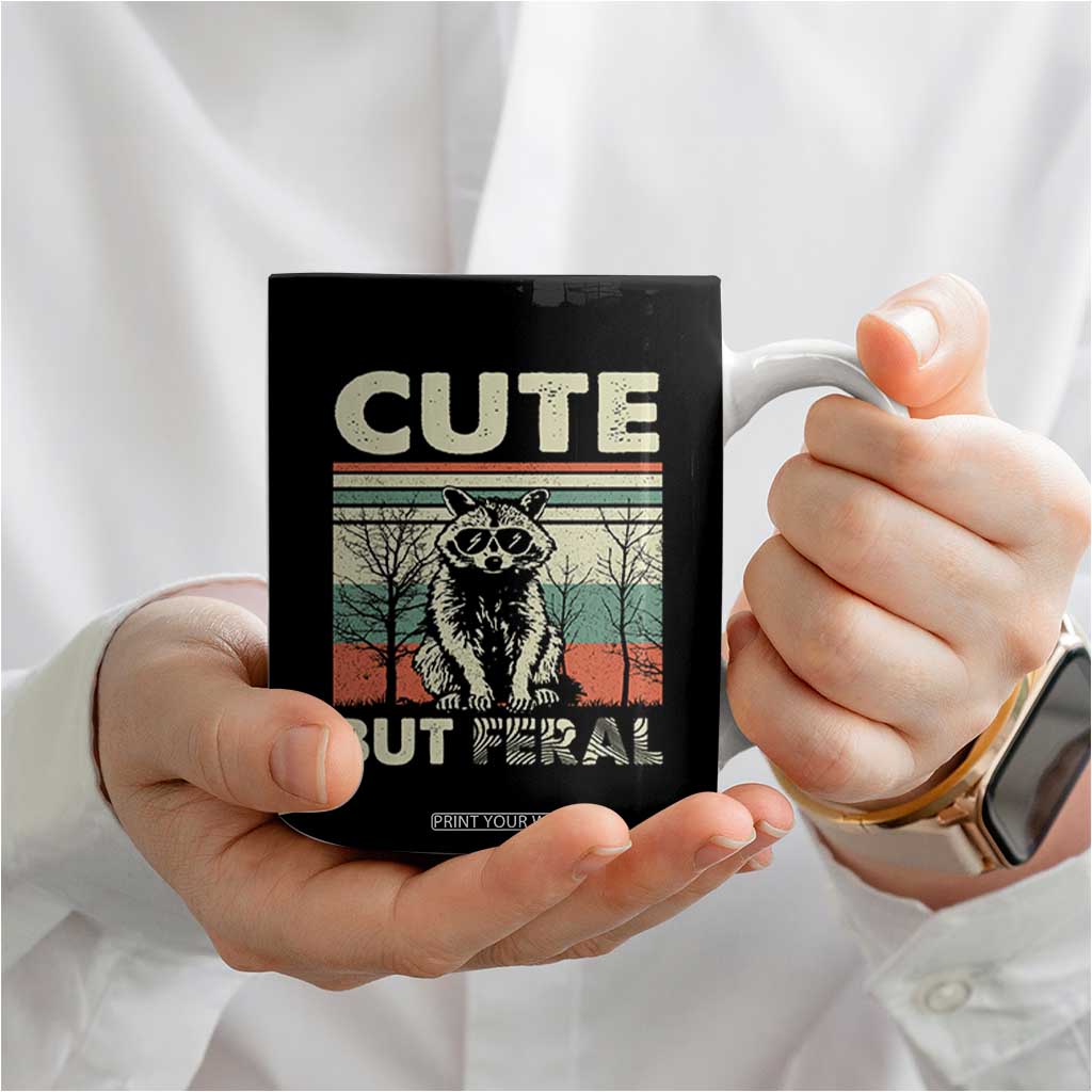 Funny Racoon Coffee Mug Retro Trash Panda Cute But Feral TB10 Print Your Wear