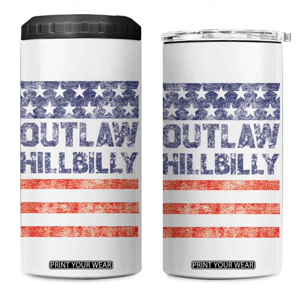 Trump Vance 2024 Election 4 in 1 Can Cooler Tumbler Outlaw Hillbilly 45 47 US Flag Vintage TB10 One Size: 16 oz White Print Your Wear