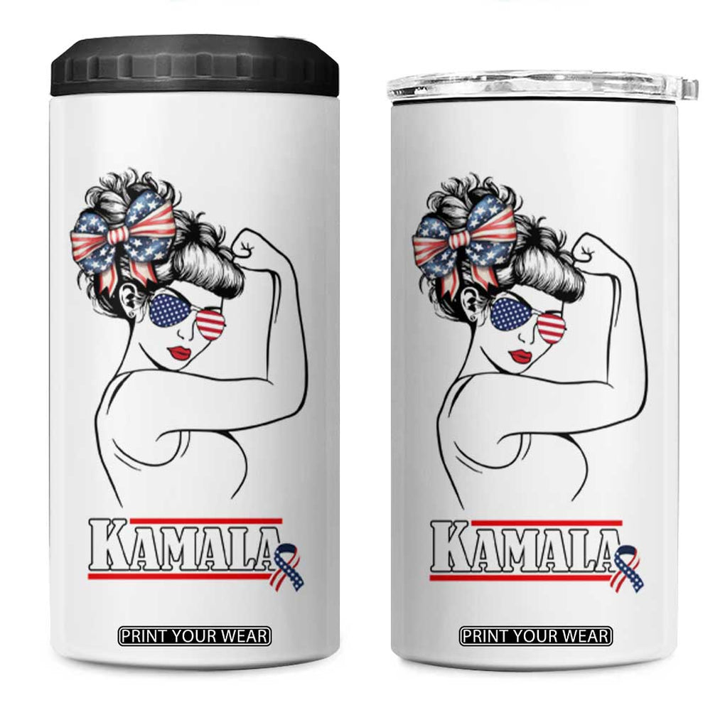 Harris 2024 4 in 1 Can Cooler Tumbler Ladies Voting Kamala Presidential Election TB10 One Size: 16 oz White Print Your Wear