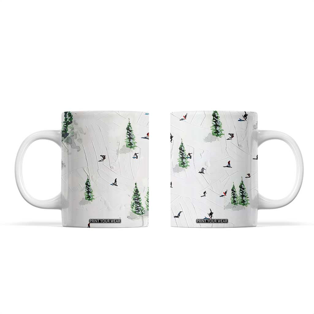 Skiing Gifts Coffee Mug Funny Ski Gift for Skiers Downhill Skiing TB10 White Print Your Wear