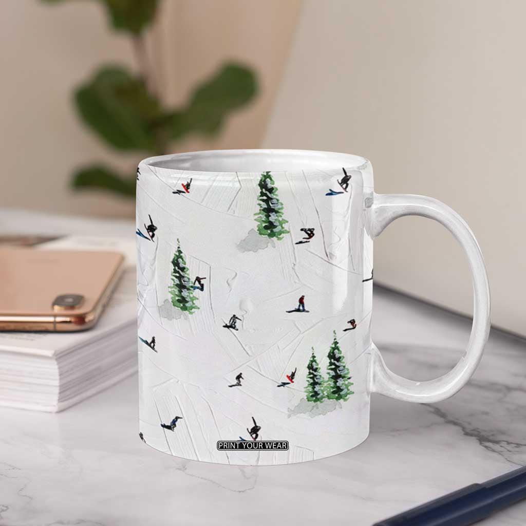 Skiing Gifts Coffee Mug Funny Ski Gift for Skiers Downhill Skiing TB10 Print Your Wear