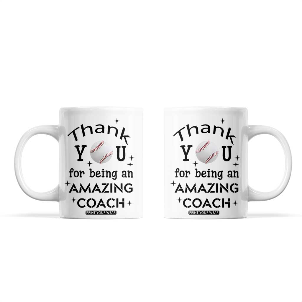 Baseball Coach Gifts Coffee Mug Thank You Coaches Appreciation Retirement Gift TB10 White Print Your Wear