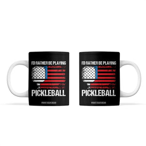 Funny Pickleball Player Coffee Mug US Flag Paddleball Lover TB10 Black Print Your Wear