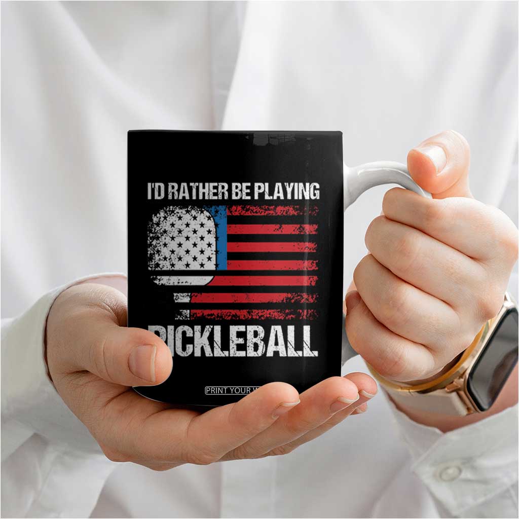 Funny Pickleball Player Coffee Mug US Flag Paddleball Lover TB10 Print Your Wear