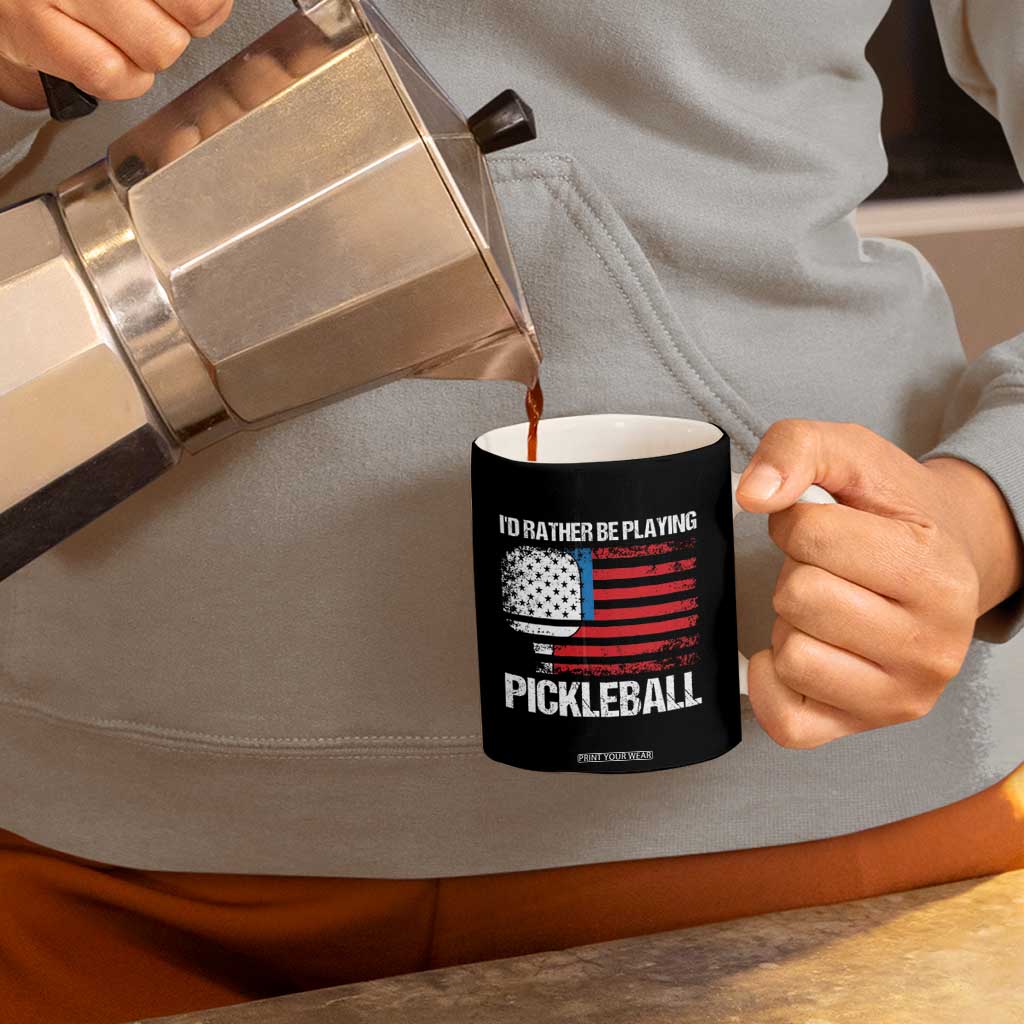 Funny Pickleball Player Coffee Mug US Flag Paddleball Lover TB10 Print Your Wear
