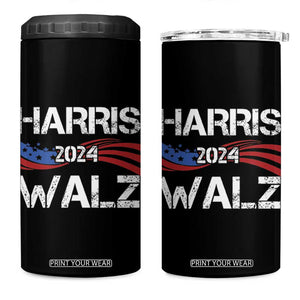 Harris Walz 2024 4 in 1 Can Cooler Tumbler Kamala Tim Walzt American Flag Presidential Election TB10 One Size: 16 oz Black Print Your Wear