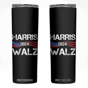 Harris Walz 2024 Skinny Tumbler Kamala Tim Walzt American Flag Presidential Election TB10 Black Print Your Wear