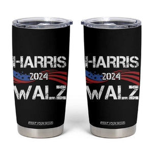 Harris Walz 2024 Tumbler Cup Kamala Tim Walzt American Flag Presidential Election TB10 Black Print Your Wear