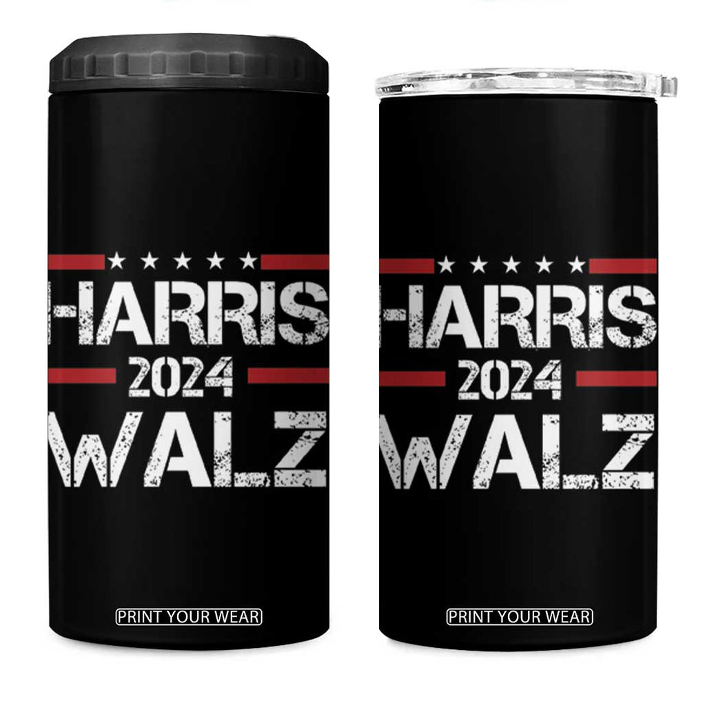 Harris Walz 2024 4 in 1 Can Cooler Tumbler Kamala Tim Walzt Presidential Election TB10 One Size: 16 oz Black Print Your Wear