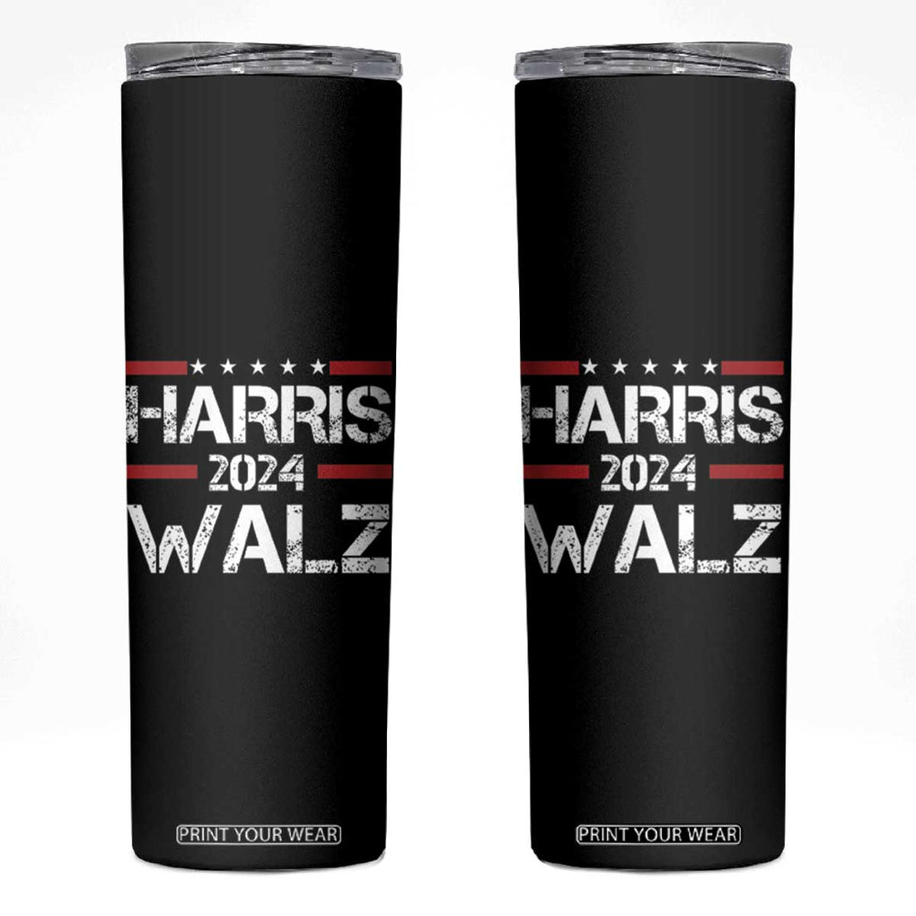 Harris Walz 2024 Skinny Tumbler Kamala Tim Walzt Presidential Election TB10 Black Print Your Wear