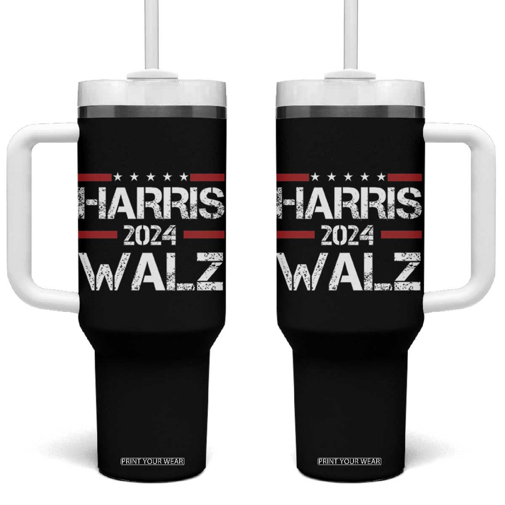 Harris Walz 2024 Tumbler With Handle Kamala Tim Walzt Presidential Election TB10 One Size: 40 oz Black Print Your Wear