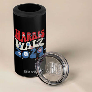 Harris Walz 2024 Election 4 in 1 Can Cooler Tumbler Kamala Madam President Retro Groovy TB10 Print Your Wear