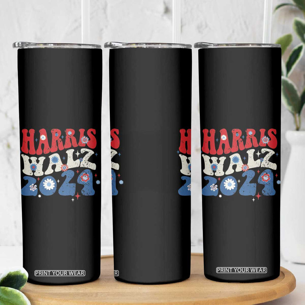 Harris Walz 2024 Election Skinny Tumbler Kamala Madam President Retro Groovy TB10 Print Your Wear