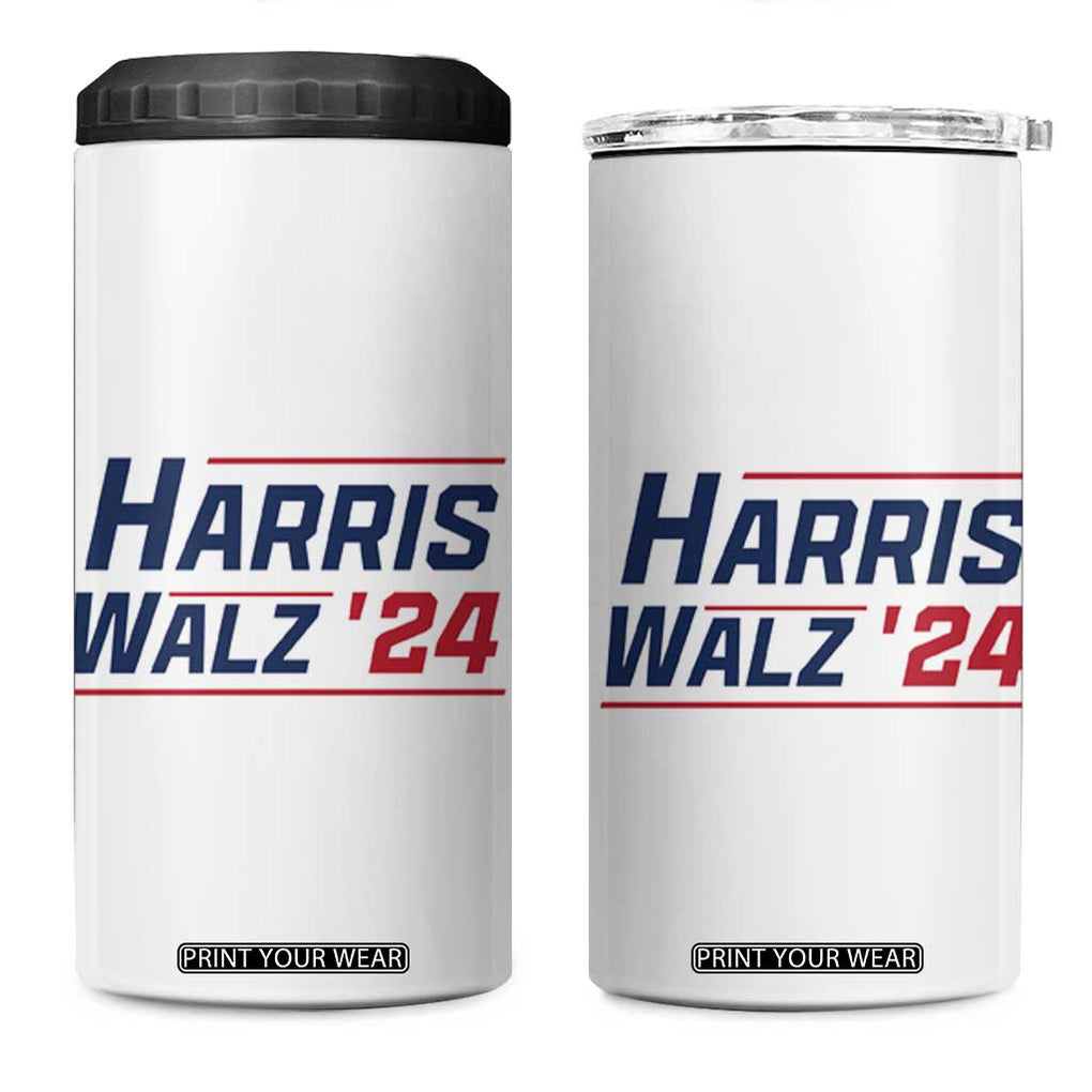 Harris Walz 2024 4 in 1 Can Cooler Tumbler Kamala Presidential Election TB10 One Size: 16 oz White Print Your Wear