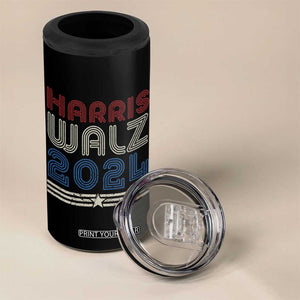 Harris Walz Waltz 2024 4 in 1 Can Cooler Tumbler Kamala Presidential Election Retro Stripe TB10 Print Your Wear