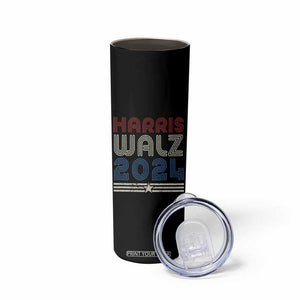 Harris Walz Waltz 2024 Skinny Tumbler Kamala Presidential Election Retro Stripe TB10 Print Your Wear