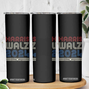 Harris Walz Waltz 2024 Skinny Tumbler Kamala Presidential Election Retro Stripe TB10 Print Your Wear