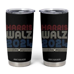 Harris Walz Waltz 2024 Tumbler Cup Kamala Presidential Election Retro Stripe TB10 Black Print Your Wear