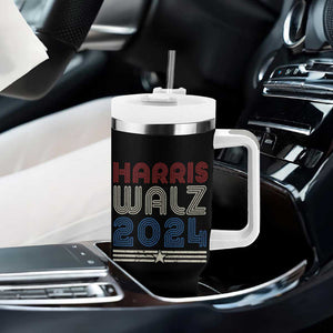 Harris Walz Waltz 2024 Tumbler With Handle Kamala Presidential Election Retro Stripe TB10 Print Your Wear