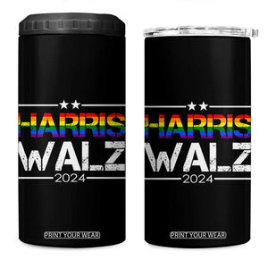 Harris Walz Waltz 2024 LGBT Gay Pride Rainbow 4 in 1 Can Cooler Tumbler Kamala Presidential Election TB10 One Size: 16 oz Black Print Your Wear