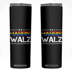 Harris Walz Waltz 2024 LGBT Gay Pride Rainbow Skinny Tumbler Kamala Presidential Election TB10 Black Print Your Wear