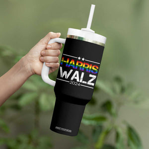 Harris Walz Waltz 2024 LGBT Gay Pride Rainbow Tumbler With Handle Kamala Presidential Election TB10 Print Your Wear