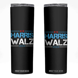 Harris Walz Waltz 2024 Skinny Tumbler Kamala Presidential Election TB10 Black Print Your Wear