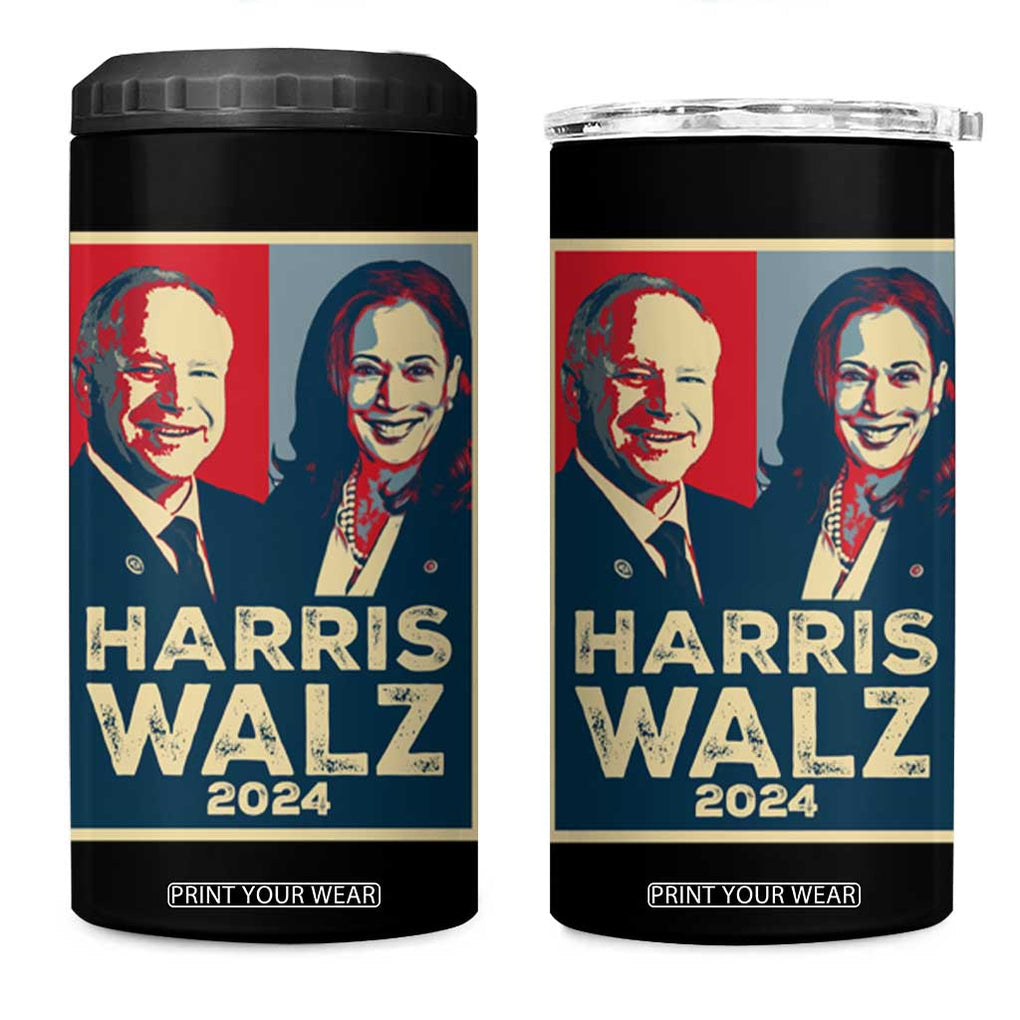 Harris Walz Waltz 2024 4 in 1 Can Cooler Tumbler Kamala Presidential Election TB10 One Size: 16 oz Black Print Your Wear