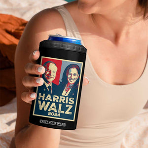 Harris Walz Waltz 2024 4 in 1 Can Cooler Tumbler Kamala Presidential Election TB10 Print Your Wear