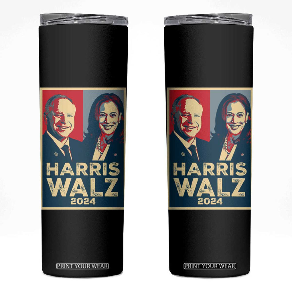 Harris Walz Waltz 2024 Skinny Tumbler Kamala Presidential Election TB10 Black Print Your Wear