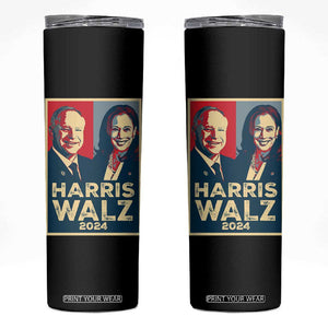 Harris Walz Waltz 2024 Skinny Tumbler Kamala Presidential Election TB10 Black Print Your Wear