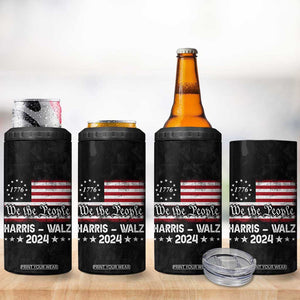 Harris Walz Waltz 2024 4 in 1 Can Cooler Tumbler US Flag Madam President Democratic 4th Of July TB10 Print Your Wear